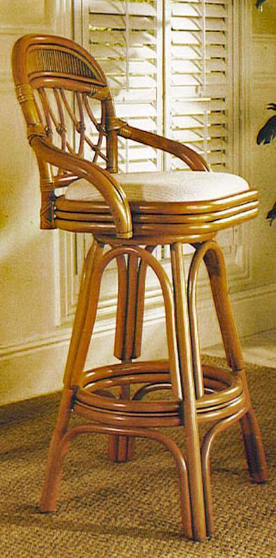 Antigua Swivel Barstool or Counterstool 3109 South Sea Rattan with Cushions Made in USA