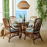 Antigua Dining Set with 4 Side Chairs 3120-SET by South Sea Rattan with Cushions Made in USA