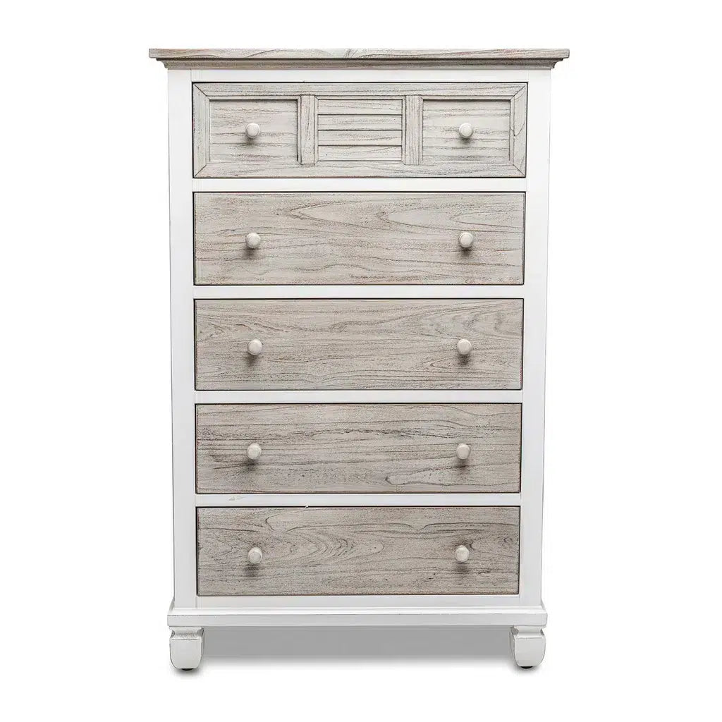 Nantucket Coastal Style 5 Drw Chest by Wicker Fair