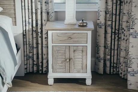 Islamorada Coastal Style 1 Drw/2 Door Electrified Nightstand Model B23332-DAPGREY By Seawinds Trading