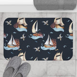Black Sailboat Bath Mat