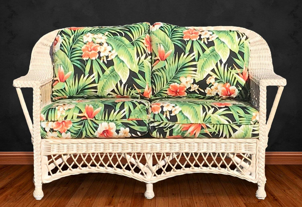 Boston Harbor White or Whitewash Rattan Loveseat Model BHLS-WF by Wicker Fair