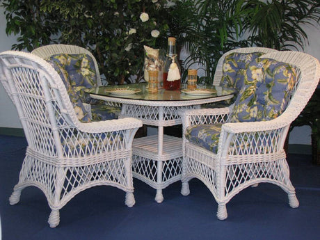 Boston Harbor White or Whitewash Rattan Dining Arm Chair Model BHSC-WF by Wicker Fair