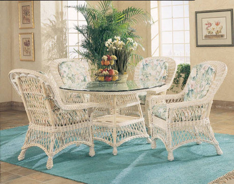 Boston Harbor White or Whitewash Rattan Dining Arm Chair Model BHSC-WF by Wicker Fair