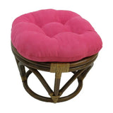 Bali Rattan 18-inch Round Ottoman with Microsuede Cushion