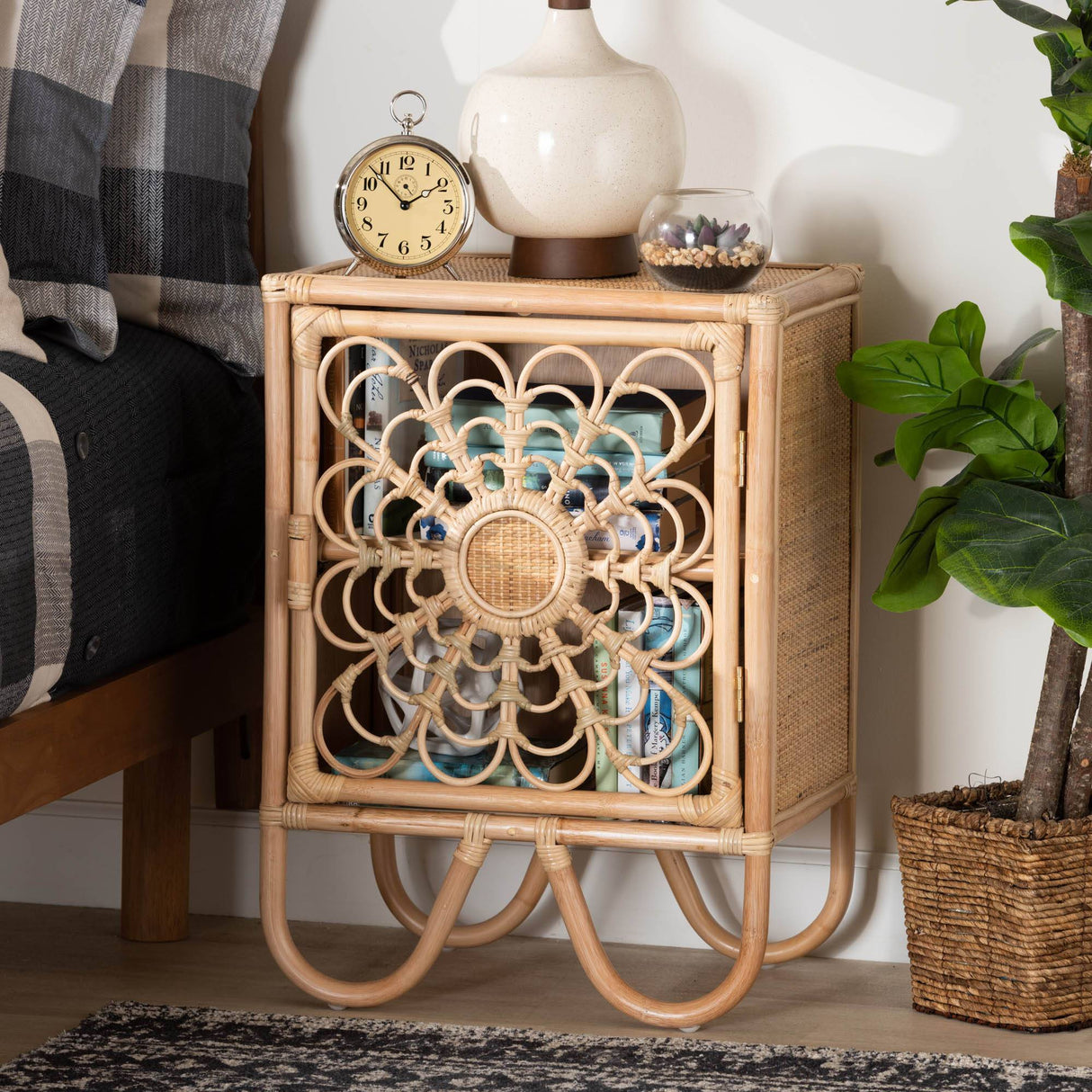 Bernini Wicker Fair Rattan Nightstand or End Table