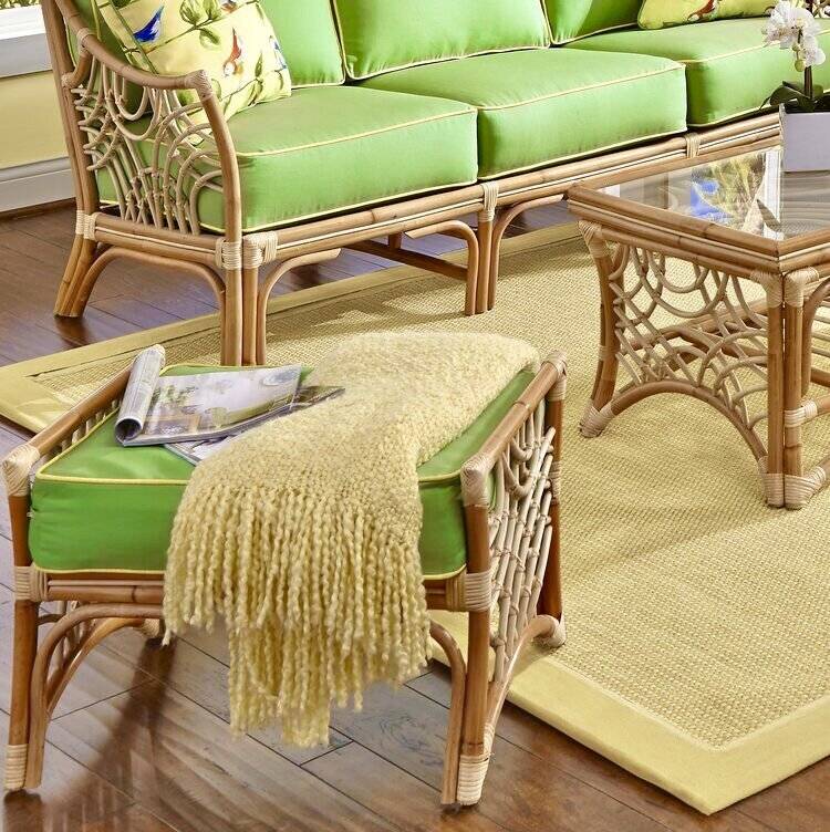 Bali Ottoman in Natural Finish Model BLO-NAT from Spice Island Wicker