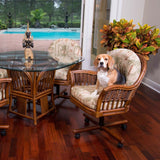 Bridgeport Rattan 6 Pc Swivel-Tilt Caster Dining Set in Sienna Finish