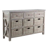 Sand Creek Vintage Smoke Finish Buffet with 6 Wicker Drawers Model BU766 By Capris Furniture