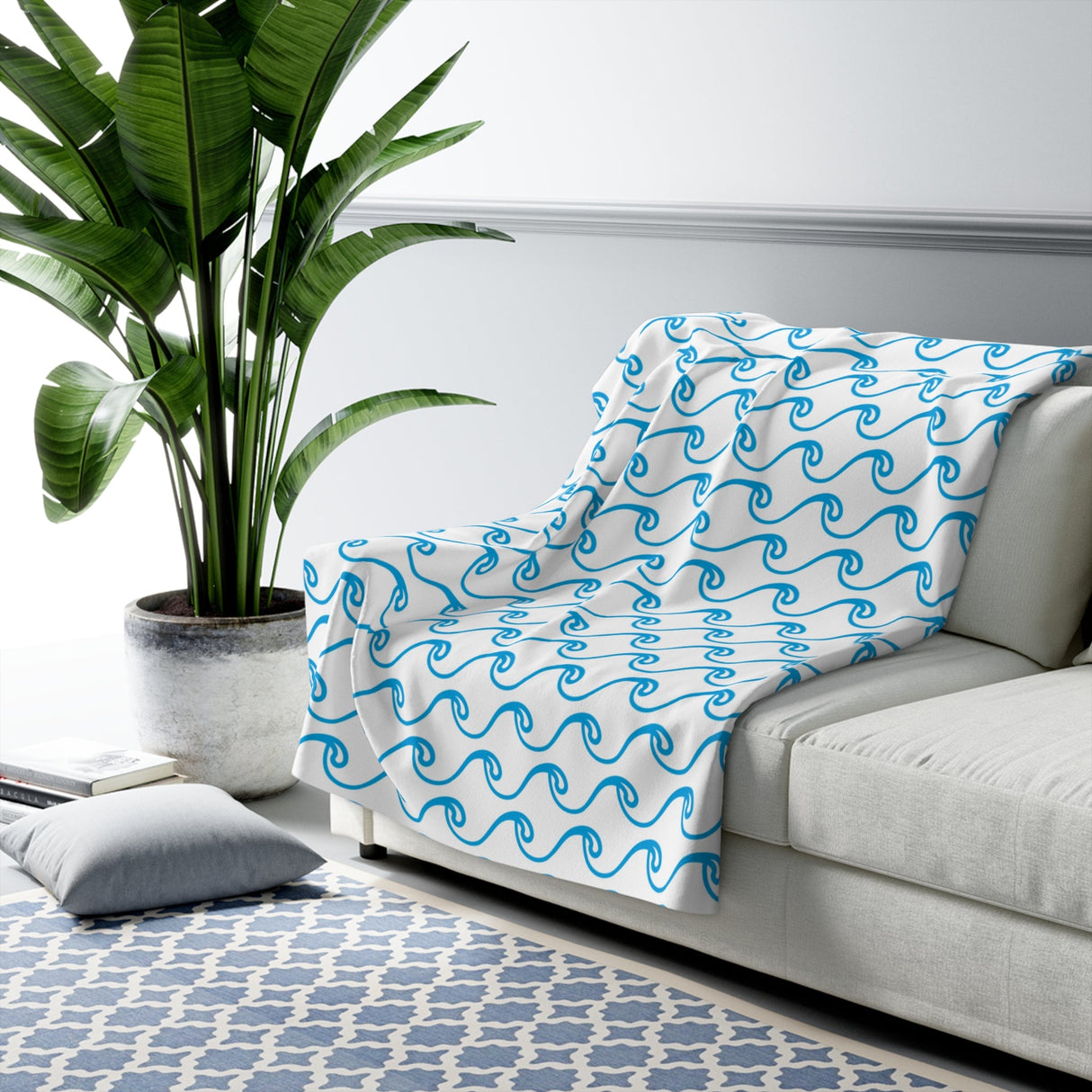 White Waves Sherpa Fleece Blanket