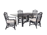 Chippendale Rattan Rectangle Dining Table Glass Top 970-076 by Braxton Culler