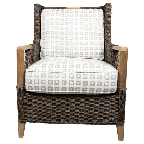 Bahama Outdoor or Indoor Wicker and Teakwood Lounge Chair C9835 by Beachcraft Furniture