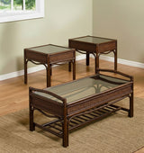 Captiva Rattan 3 Pc Table Set with 1 Coffee Table and 2 End Tables Set in Antique Finish by Stanley Chair Model EC-2-ant
