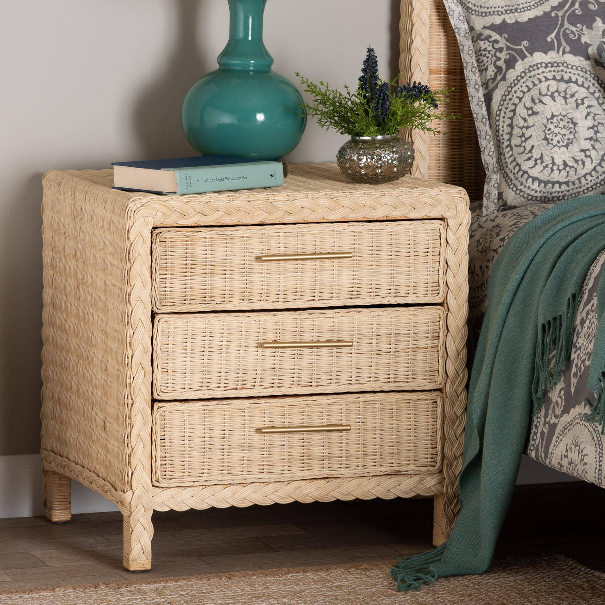 Casablanca 3 Drw Wicker Fair Wicker Nightstand