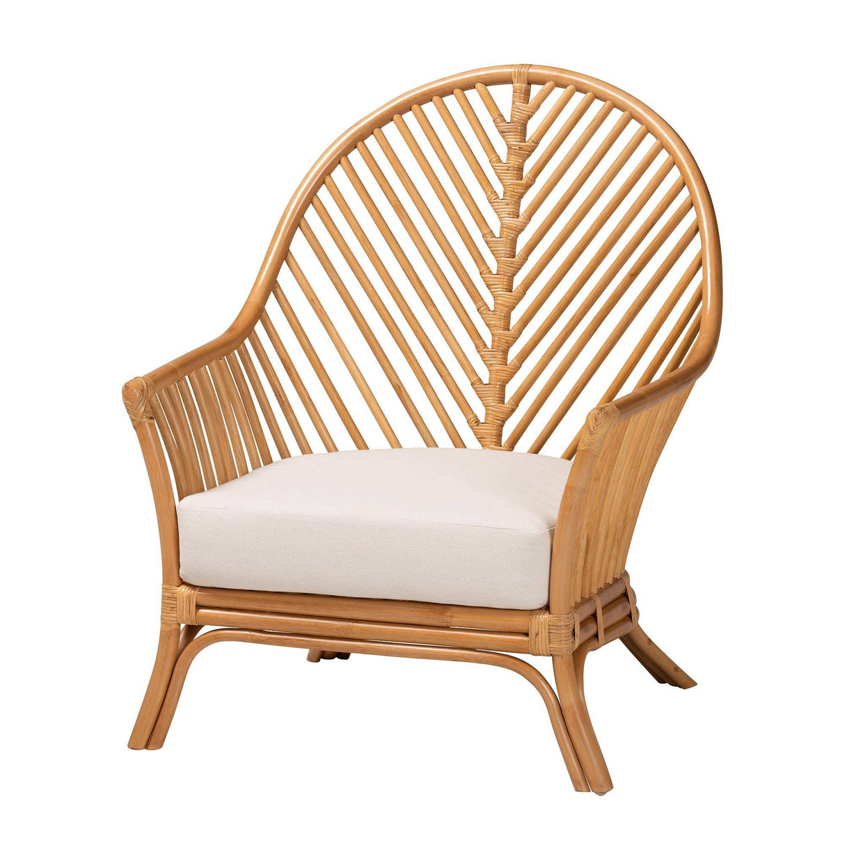 Ceylon Wicker Fair Rattan Lounge Chair with Cushions