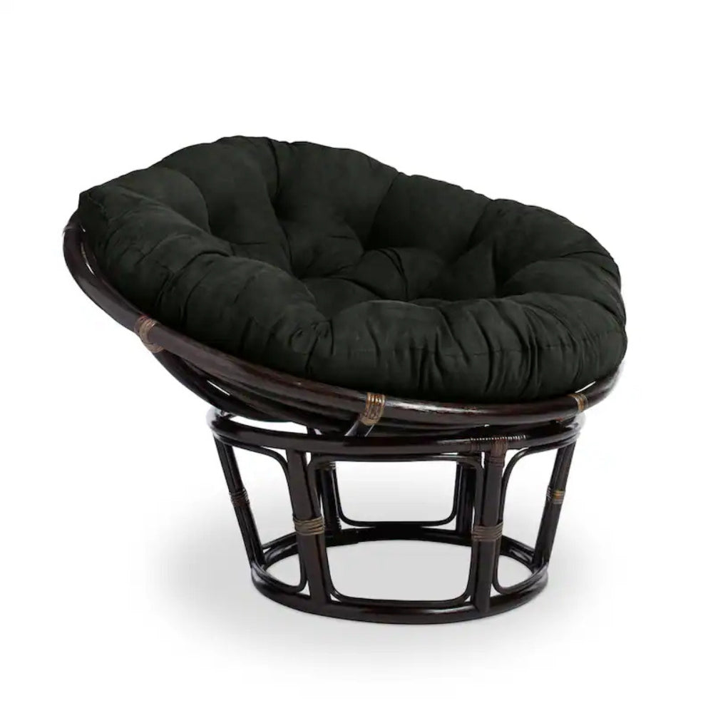 Bali 42-inch Rattan Papasan Chair with Microsuede Fabric Cushion