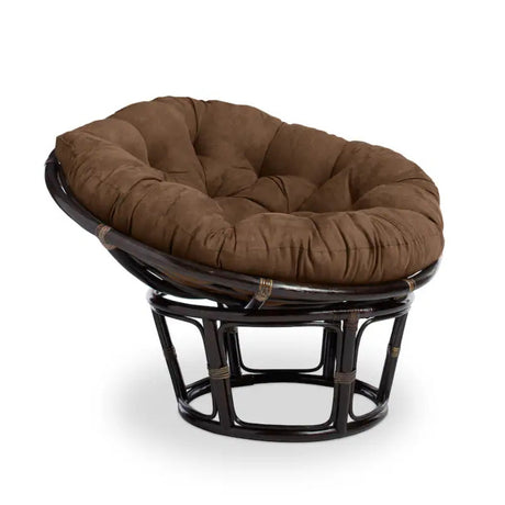 Bali 42-inch Rattan Papasan Chair with Microsuede Fabric Cushion