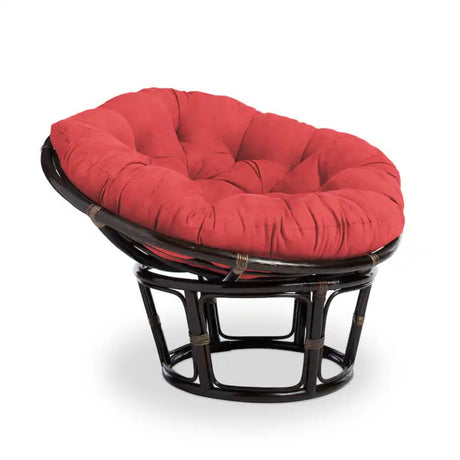 Bali 42-inch Rattan Papasan Chair with Microsuede Fabric Cushion