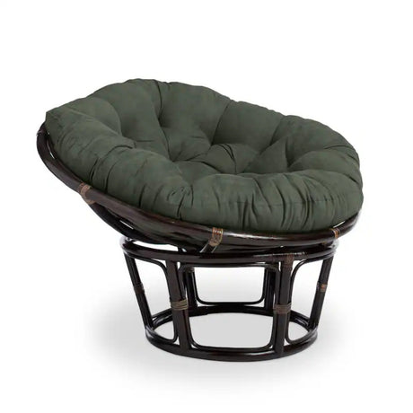 Bali 42-inch Rattan Papasan Chair with Microsuede Fabric Cushion