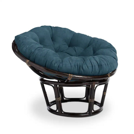 Bali 42-inch Rattan Papasan Chair with Microsuede Fabric Cushion