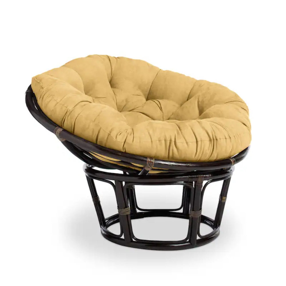 Bali 42-inch Rattan Papasan Chair with Microsuede Fabric Cushion