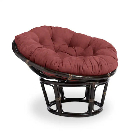 Bali 42-inch Rattan Papasan Chair with Microsuede Fabric Cushion