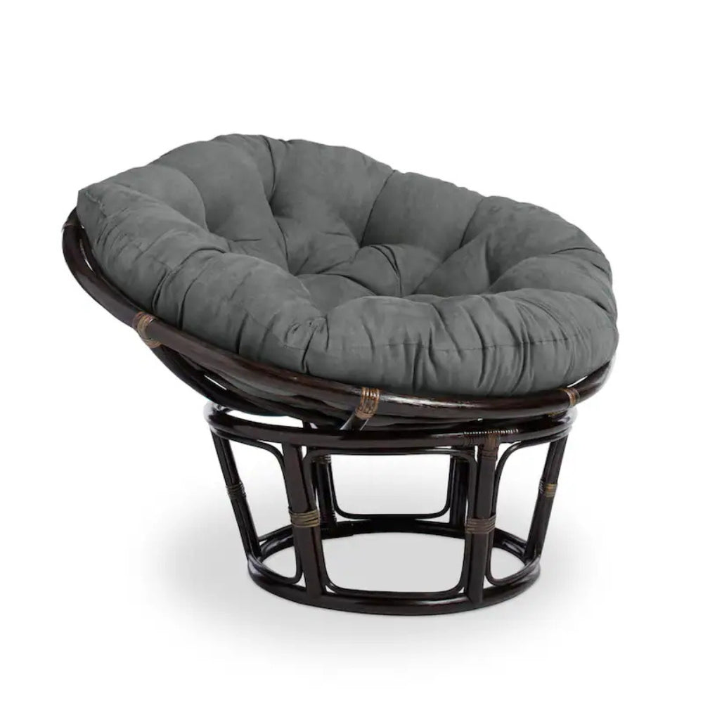 Bali 42-inch Rattan Papasan Chair with Microsuede Fabric Cushion