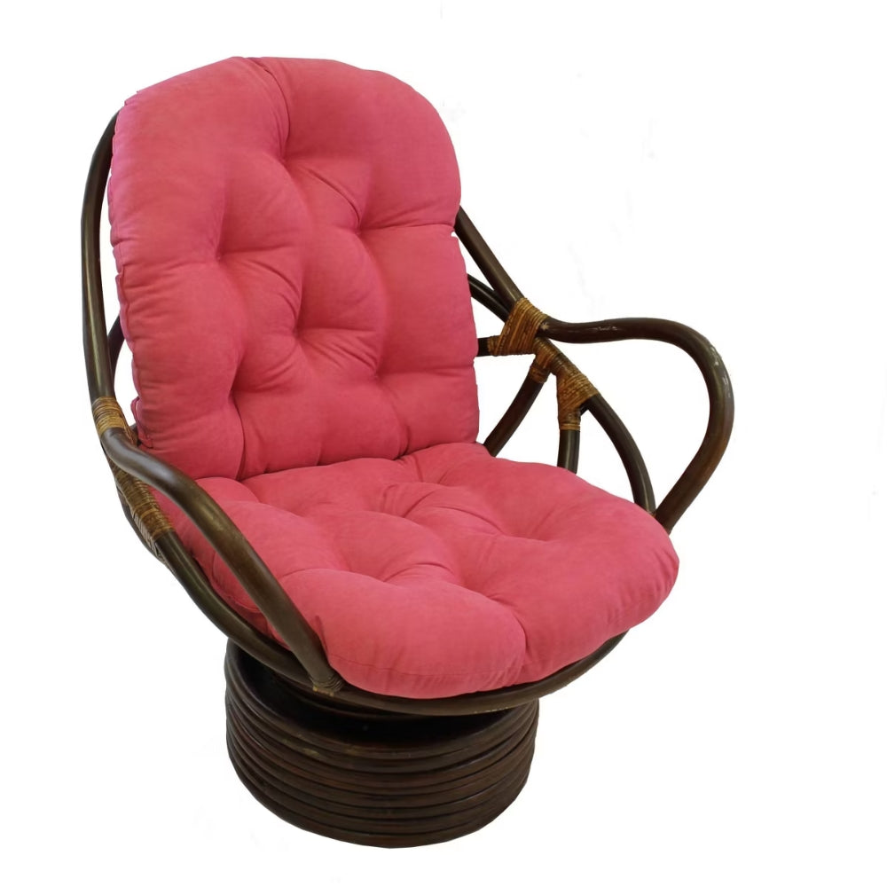 Bali Rattan Swivel Rocker Chair with Premium Microsuede Cushion