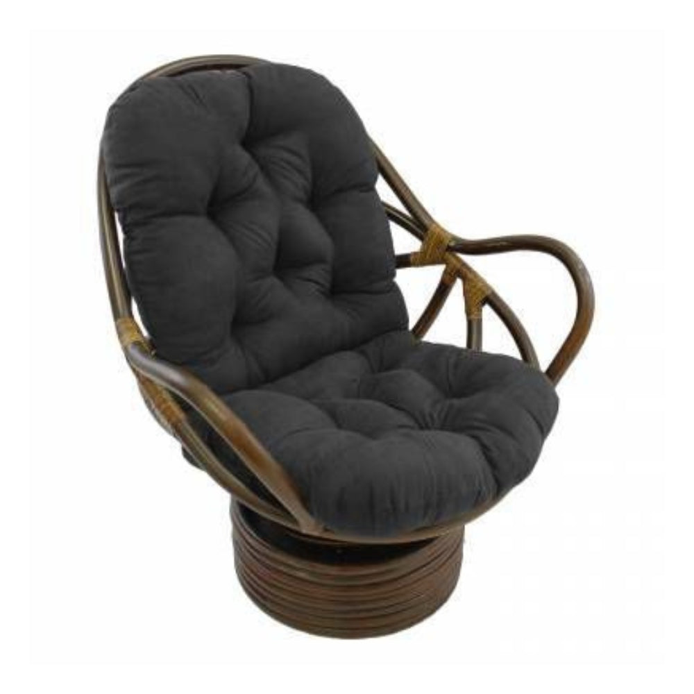 Bali Rattan Swivel Rocker Chair with Premium Microsuede Cushion