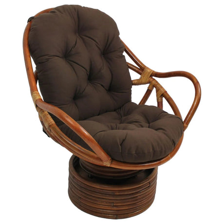 Bali Rattan Swivel Rocker Chair with Premium Microsuede Cushion
