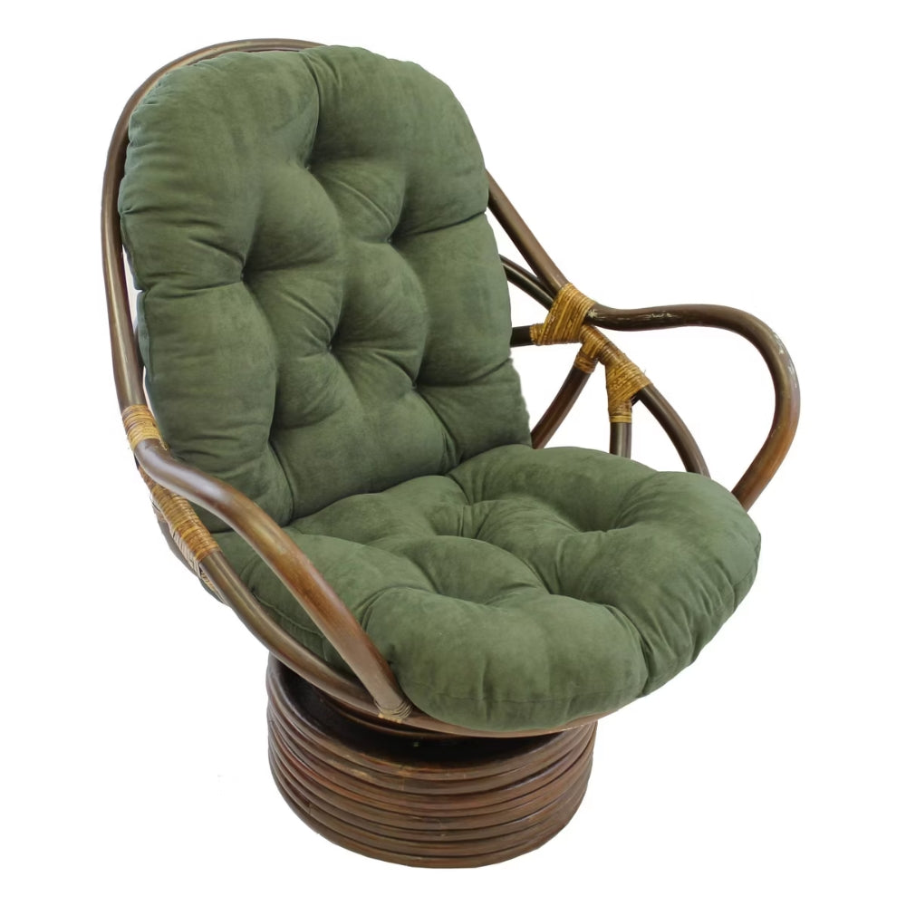 Bali Rattan Swivel Rocker Chair with Premium Microsuede Cushion