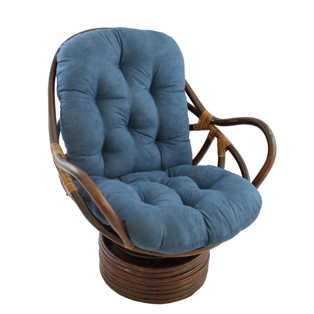 Bali Rattan Swivel Rocker Chair with Premium Microsuede Cushion