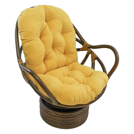 Bali Rattan Swivel Rocker Chair with Premium Microsuede Cushion