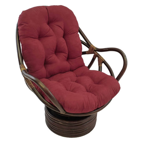 Bali Rattan Swivel Rocker Chair with Premium Microsuede Cushion