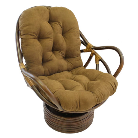 Bali Rattan Swivel Rocker Chair with Premium Microsuede Cushion