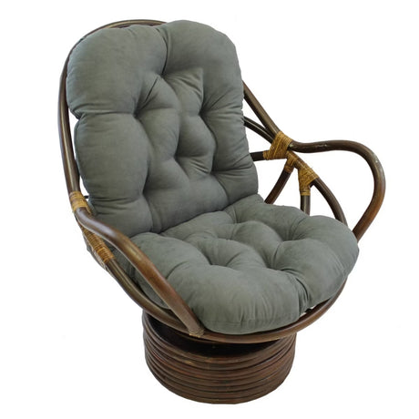 Bali Rattan Swivel Rocker Chair with Premium Microsuede Cushion