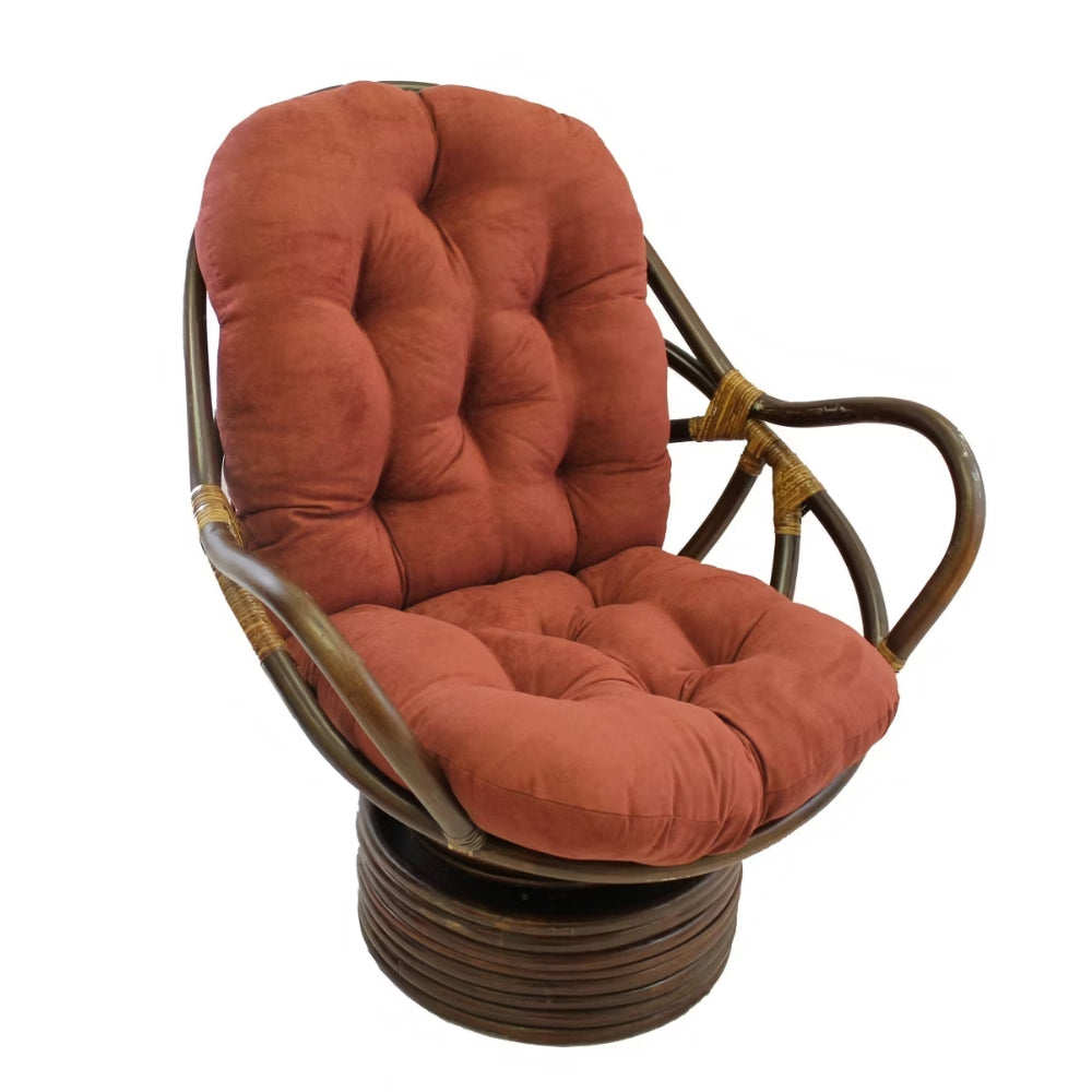 Bali Rattan Swivel Rocker Chair with Premium Microsuede Cushion