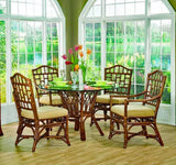 Chippendale Rattan Wicker 6 Pc Dining Set w/ 48 Inch Round Wood Top by Braxton Culler
