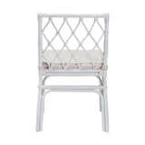 Wicker Fair Cindy Rattan White Dining Chair with Cushion