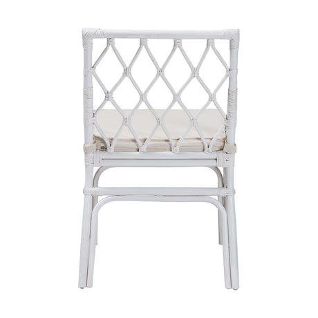 Wicker Fair Cindy Rattan White Dining Chair with Cushion