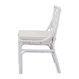 Wicker Fair Cindy Rattan White Dining Chair with Cushion