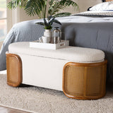 Classic Basira Wicker Fair Rattan and Fabric Storage Bench