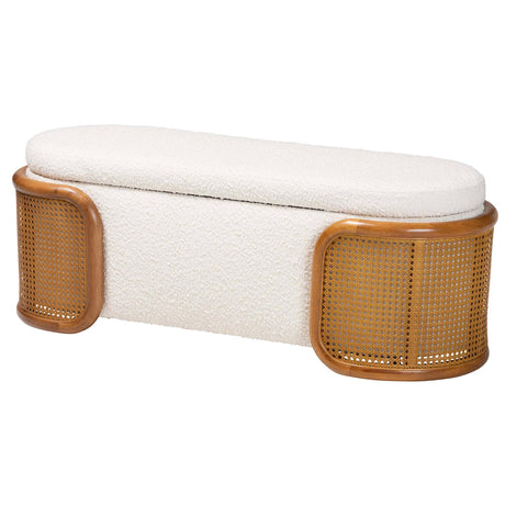 Classic Basira Wicker Fair Rattan and Fabric Storage Bench