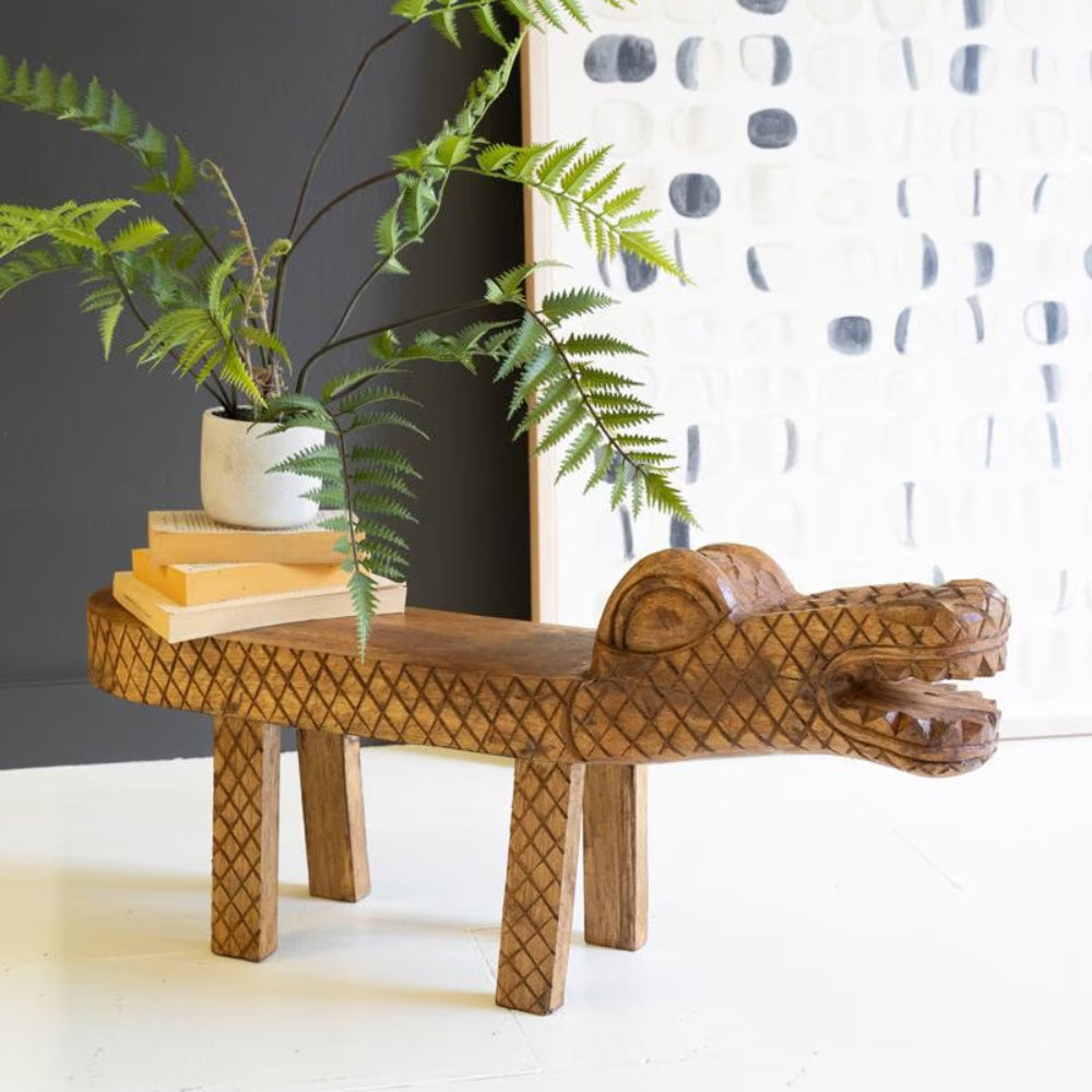 Teakwood Crocodile Bench