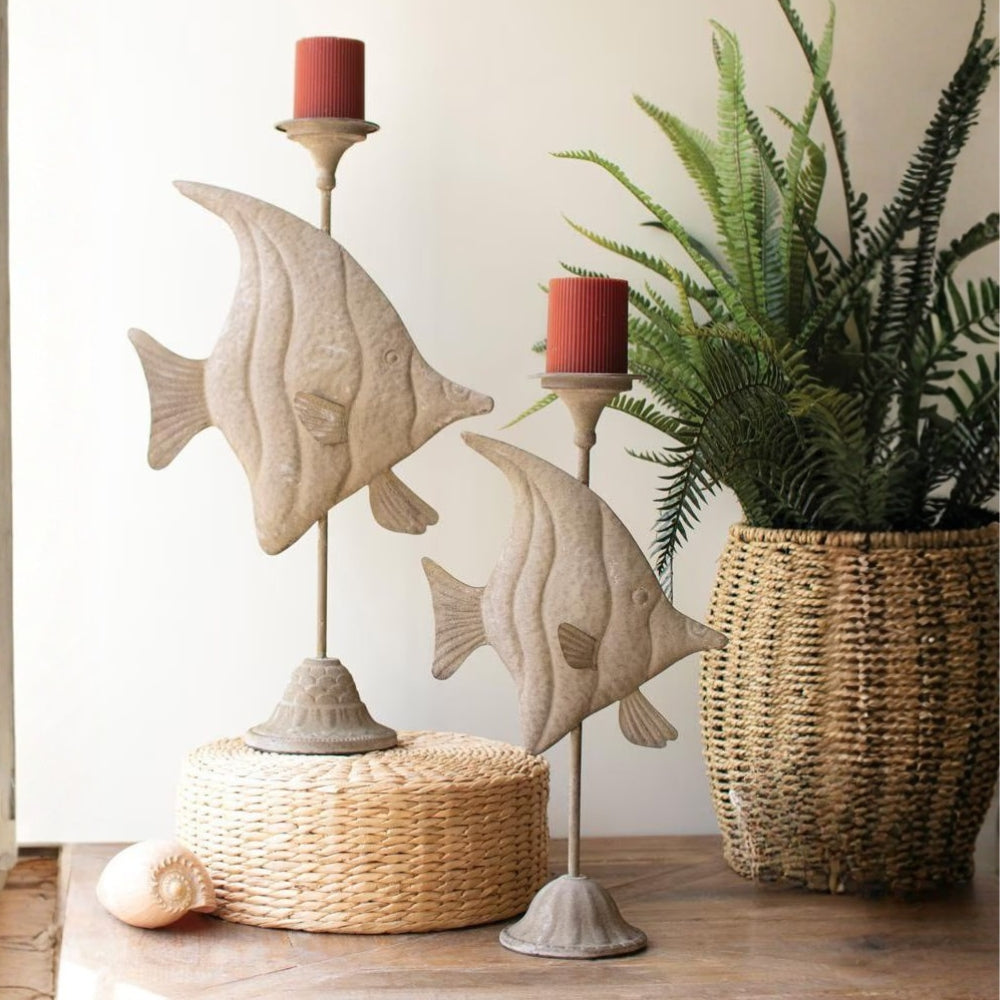 Metal Fish Candle Holder Set