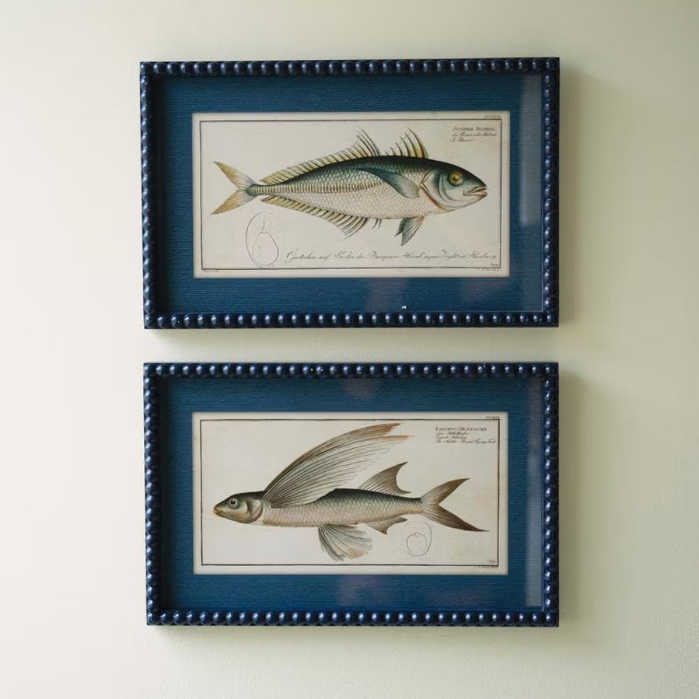 Navy Framed Fish Wall Painting Set