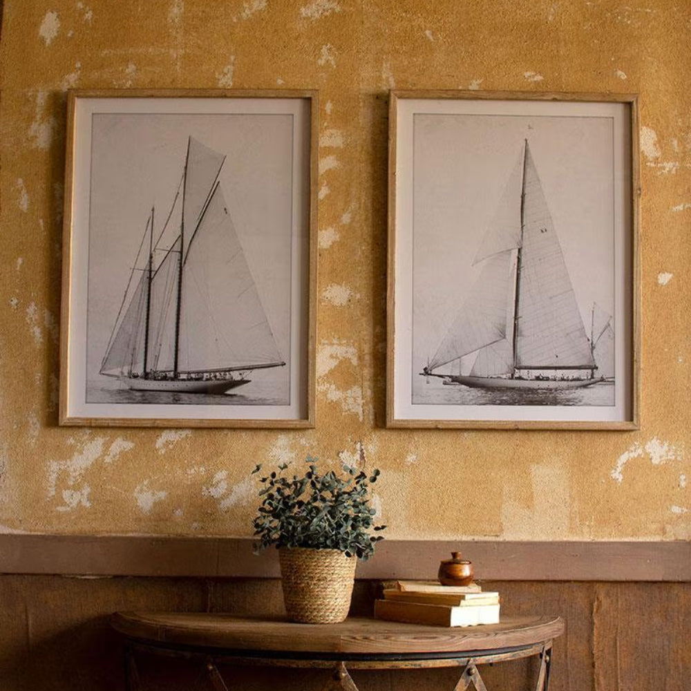 Black & White Sailboats Wall Painting Set