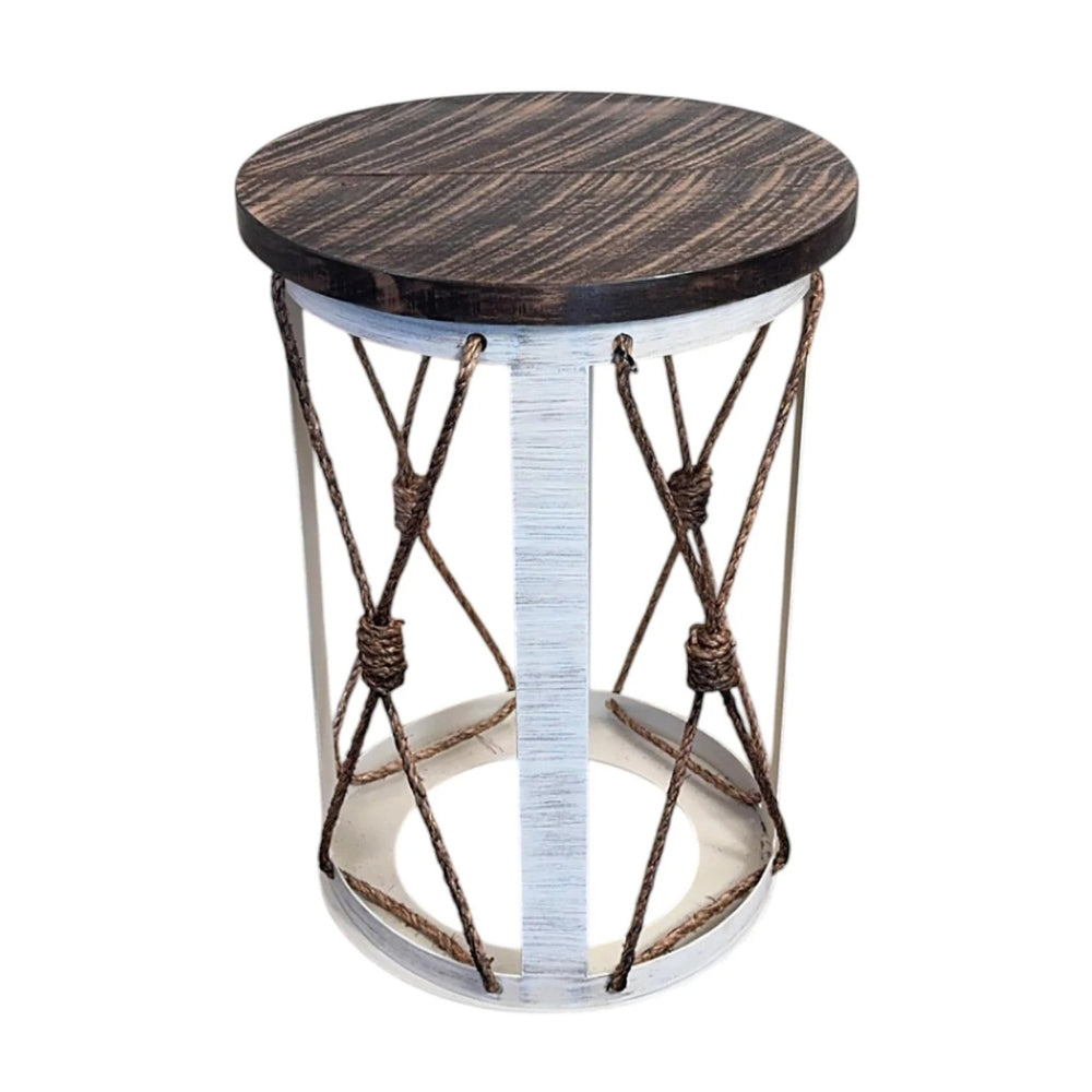 Stain Rope Cylinder End Table
