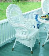 Country White Arm Chair with Cushion Model CACAC from Spice Island Wicker