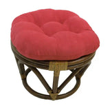 Bali Rattan 18-inch Round Ottoman with Microsuede Cushion